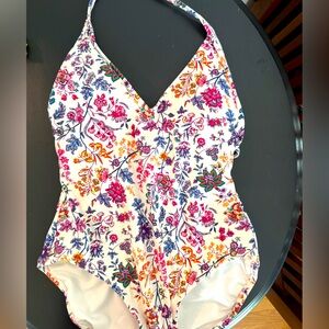 GAP Pink and Orange One Piece Swimsuit Floral Design